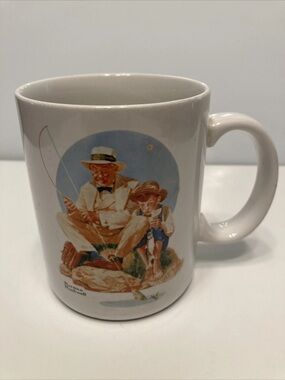 Catching The Big One By Norman Rockwell 1987 Vintage Coffee Mug